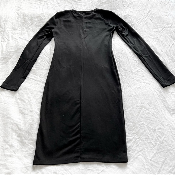 ZARA TRAFALUC Long Sleeve Bodycon Black Midi Dress - Picture 4 of 5